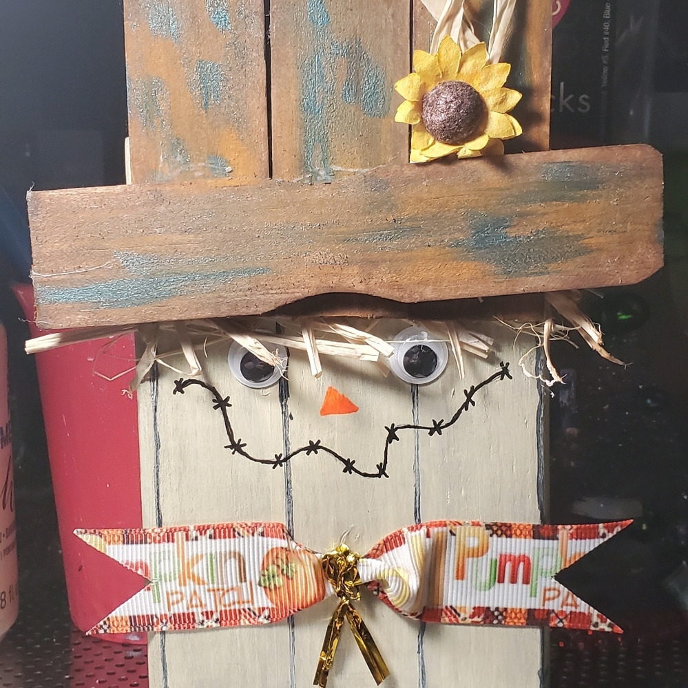Hand Crafted Wooden Scarecrow
